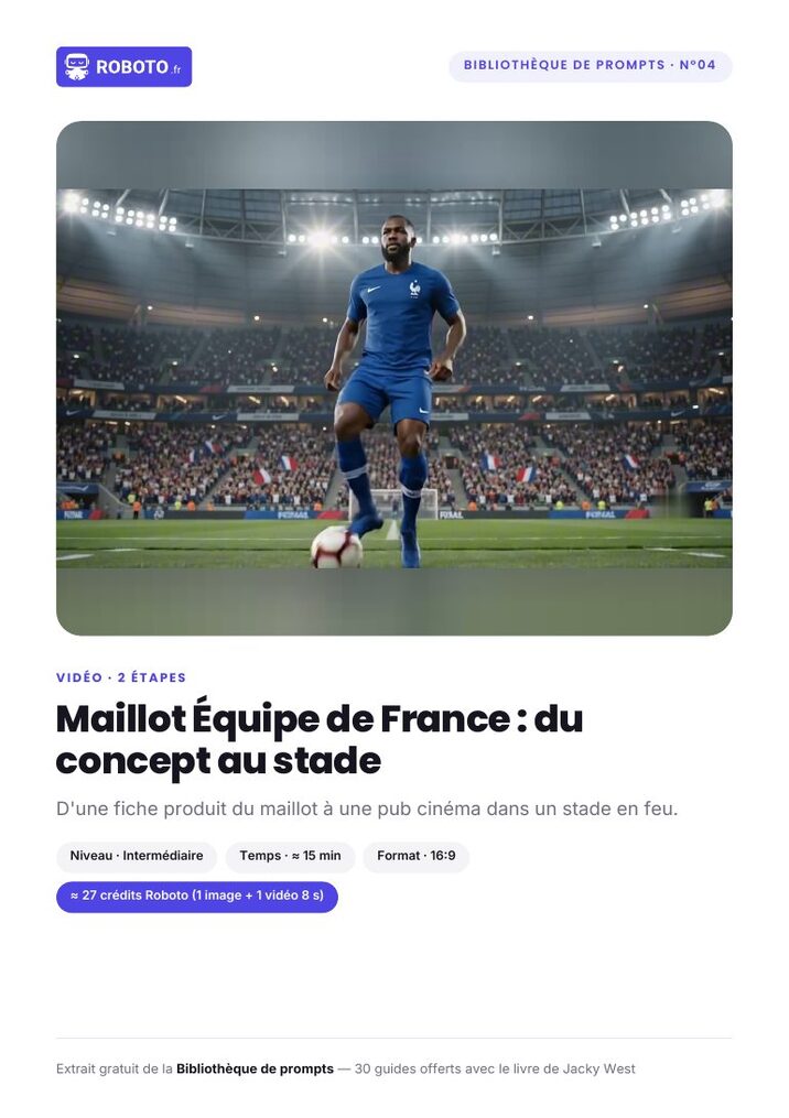 Guide cover — Le guide de ce prompt : Maillot Équipe de France : du concept au stade