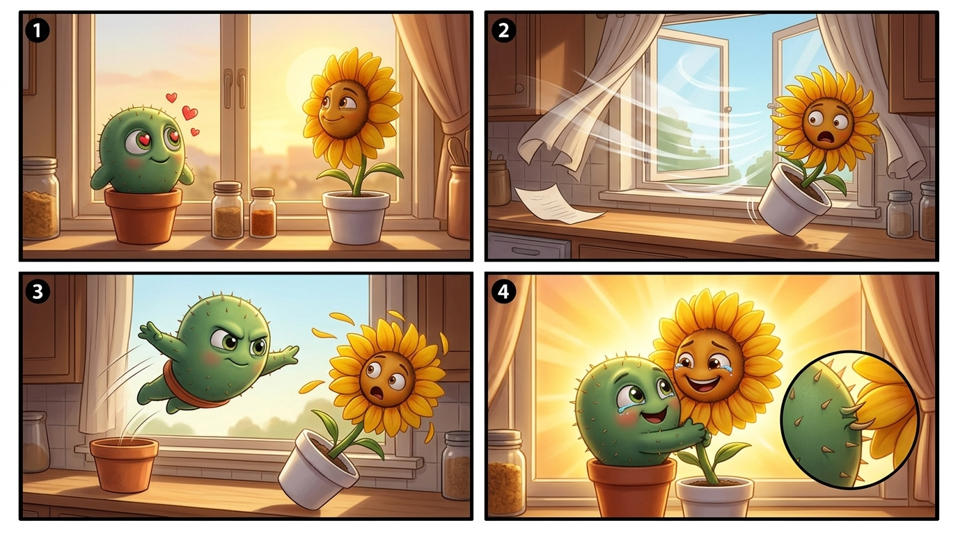 Storyboard Pixar : Calin le cactus