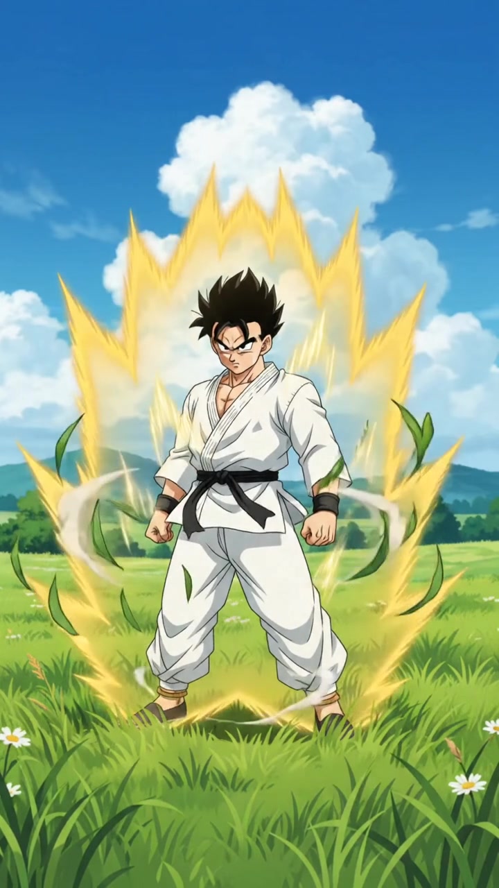 Le style shonen en une phrase : aura, lignes de vitesse, sol qui se fissure